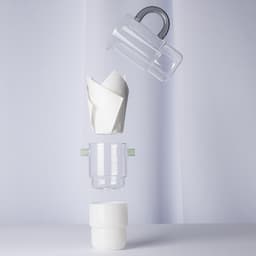 Slow Coffee / Drip Koffie Maker. Stapel glazen van Maarten Baptist vier glazen + koffie filter houder en 100 papiere koffie fiters en een borosilicaat glazen kannetje. — thumbnail 1