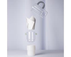 Slow Coffee / Drip Koffie Maker. Stapel glazen van Maarten Baptist vier glazen + koffie filter houder en 100 papiere koffie fiters en een borosilicaat glazen kannetje.