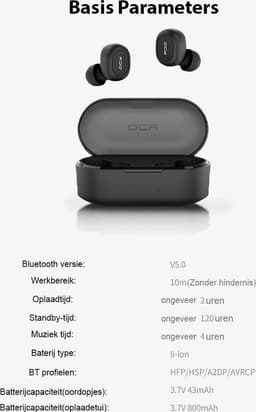 QCY T2C Draadlozen earbuds - Bluetooth 5.0 - 3D Stereo - Zwart - Oplaadbare case 32 uur recharge - Dual microfoon - 4 uur luistertijd - spatwaterdicht — thumbnail 2