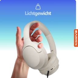 Draadloze Bluetooth Koptelefoon met Bass-Boost Functie - Bluetooth 5.3 - 60 Uur Batterij - Headset met Microfoon Noise Cancelling - Koptelefoon met draad modus - Equalizer App - Beige — thumbnail 3