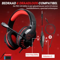 Spirit of Gamer Headset – Kinder Koptelefoon - Koptelefoon - Microfoon – Geschikt Voor Headset Nintendo Switch/PS5/PS4/Xbox Series X/S/Xbox One/Pc – Ruisonderdrukkende Microfoon – Verstelbare hoofdband – Helder geluid – Zwart/Rood — thumbnail 2