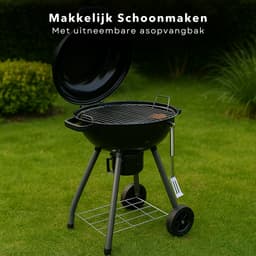 Cheqo® Houtskool Barbecue Ø43 cm - Houtskoolbarbecue - Draagbare BBQ met Deksel - Perfect voor Tuin en Camping — thumbnail 5