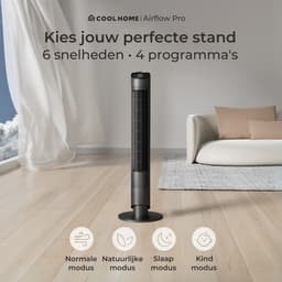 CoolHome Airflow Pro Ventilator – Torenventilator met Afstandsbediening – Waaier met Ionisator – 102 cm – Dimbaar LED-scherm – 6 Snelheden – Zwart — thumbnail 2