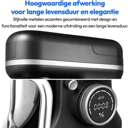 MEDION 3 in 1 universele keukenmachine (digitaal, 1200 watt, 8 standen, mengen kneden roeren hakkenmolen, ijskom voor het bereiden van ijs, digitaal aanraakscherm, MD18430) zwart — thumbnail 5