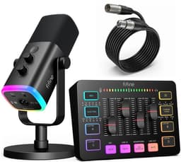 FIFINE KS-5 - Starterspack - AM8 & SC3 - Podcast Starterspack - Gaming Streaming - USB RGB Microfoon - Streaming Deck - DJ Mixer - Zwart — thumbnail 1