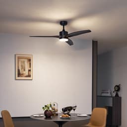 QAZQA joly - LED Plafondventilator met Verlichting | Lamp en Afstandsbediening - 1 lichts - Ø 132 cm - Zwart - Woonkamer | Slaapkamer | Keuken — thumbnail 3