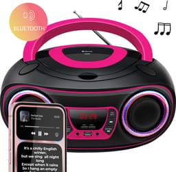 Denver Draagbare Radio CD Speler Kinderen - Bluetooth - Lichteffecten - Boombox - AUX - FM - TCL212BT - Roze — thumbnail 2