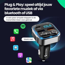 Siltcon® FM Transmitter Bluetooth – Bluetooth Transmitter - Bluetooth Auto - USB-C 30W Snellader - Carkit - Autolader USB-A - 2026 Premium Model — thumbnail 3