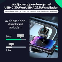 Siltcon® FM Transmitter Bluetooth – Bluetooth Transmitter - Bluetooth Auto - USB-C 30W Snellader - Carkit - Autolader USB-A - 2026 Premium Model — thumbnail 5