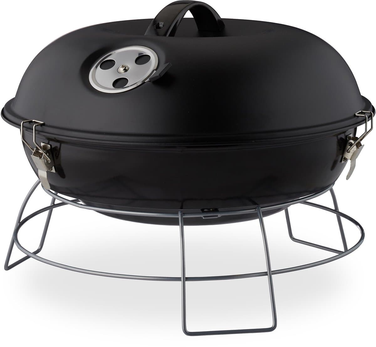 kogelbarbecue draagbaar - met deksel - voor houtskool - Ø36 cm - zwart — afbeelding 1
