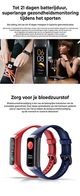 Evy24 Activity Tracker Amoled - Stappenteller - Bloedruk - Hartslagmeter - Slaapmonitor - Saturatiemeter – Sporthorloge - Smartwatch - Activity Tracker - Blauw — thumbnail 2