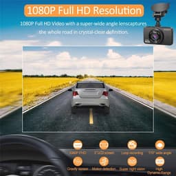 Dashcam voor auto met dubbele lens en 1080P Full HD resolutie, Inbegrepen SD-kaart en diverse veiligheidsfunctionaliteiten — thumbnail 3