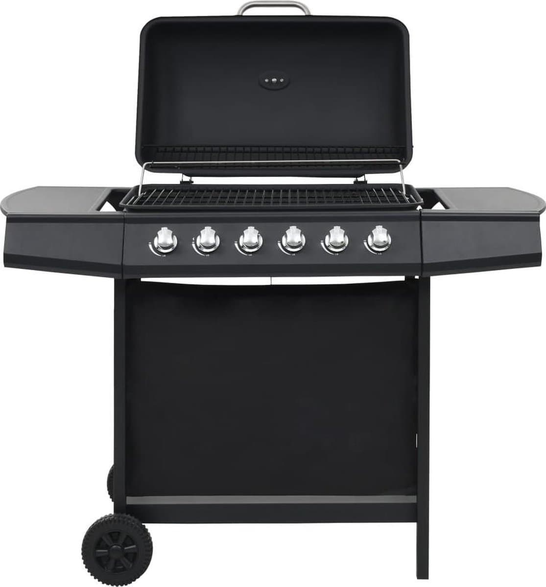 vidaXL Gasbarbecue met 6 kookzones staal zwart — afbeelding 1
