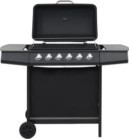 vidaXL Gasbarbecue met 6 kookzones staal zwart — thumbnail 1