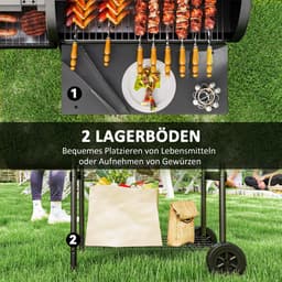 Premie Houtskool barbecue - Smoker Barbecue - 2-in-1 ontwerp - BBQ voor buiten, tuin - Zwart — thumbnail 5