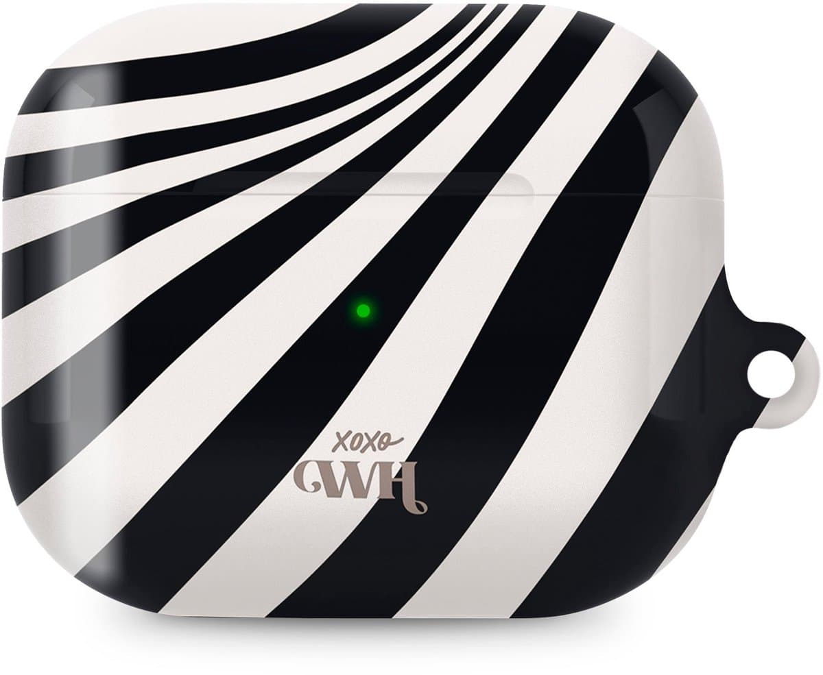 xoxo Wildhearts hoesje geschikt voor AirPods Pro 2 - Optical Illusion - Ook als telefoonhoesje verkrijgbaar - schokbestendige case - koptelefoonhoes - Beschermhoes met met golvende print - golven - zwart / beige — afbeelding 1