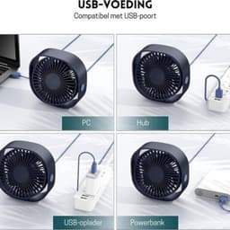 StayPowered Tafelventilator - Krachtige Koeling binnen Handbereik - 3 Snelheden - 360° Draaibaar - USB-Aangedreven - Compact Ontwerp - Stil Gebruik - Blauw - Draagbaar - Levering Sneller dan Aangegeven! — thumbnail 3