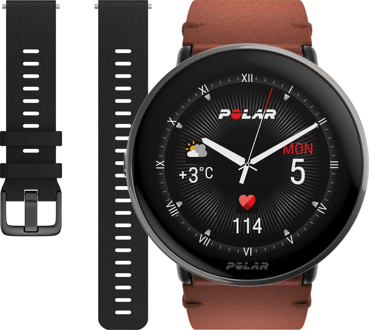 Polar Ignite 3 Titanium- Fitness Smartwatch & GPS Activity Tracker - Leder Brons/Siliconen Zwart - S-L — afbeelding 1