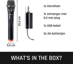 Lenco Microfoon Draadloos - Microfoon -MCW-011BK - Draadloze Microfoon met 6,3 mm ontvanger - Plug & Play - Zwart — thumbnail 5