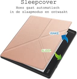 Hoesje Geschikt voor Kobo Elipsa 2E Hoes Book Case Trifold - Hoes Geschikt voor Kobo Elipsa 2E Hoesje Book Cover - Rosé Goud — thumbnail 4