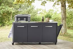 Cozze® Outdoor Kitchen - Buitenkeuken BBQ Station - Verrijdbaar - RVS Werkblad - Opklapbare Zijtafels - 180 cm — thumbnail 3