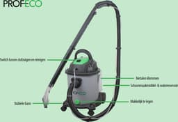 Profeco tapijtreiniger 1400W 20 liter - Stofzuiger | Vlekkenreiniger machine | Bekleding reiniger - Incl. accessoires — thumbnail 4