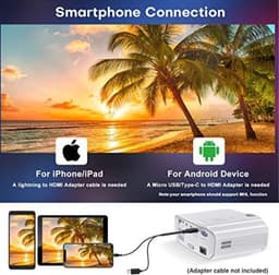 Mini Beamer - 8500 Lumen - Bluetooth Audio - Input tot 1080P - Projector - Mini Projector - HDMI - USB - Wit - Smartphone - Zoomfunctie - Draagbaar - Ingebouwde speaker — thumbnail 5