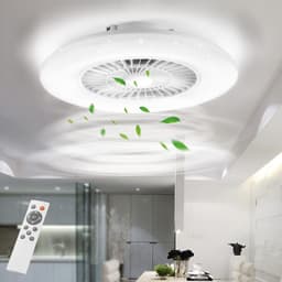 Plafondventilator Met Verlichting - Smart Lamp Met Afstandsbediening – Plafonniere Keuken Lamp Met 6 Ventilatiesnelheden - Woonkamerlamp – Plafond Ventilator Lamp Met Timer - 6000 lm - Wit — thumbnail 1