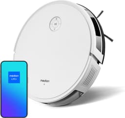 MEDION robotstofzuiger met intelligente navigatie S35 (app en spraakbesturing, 4000 Pa zuigkracht, gyronavigatie in systematische S-lijnen, tapijtdetectie, muursensoren) — thumbnail 1