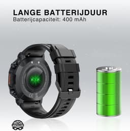 DutchWanted - Indestructible Smartwatch - 47mm - Voor Dames en Heren - Stappenteller - Hartslagmeter - IOS en Android - Zwart — thumbnail 2