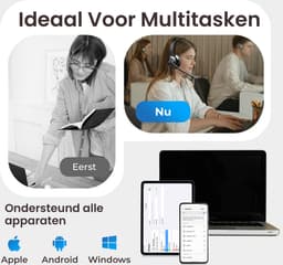 DynaBright - Draadloze Headset met Microfoon - Hoofdtelefoon voor Laptop en Computer - Noise Cancelling - Incl Oplaadstation - Koptelefoon - Computer Headset - Bluetooth 5.4 - Business Headset - USB-C — thumbnail 5