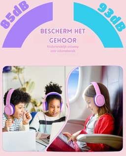StayPowered Kinder Hoofdtelefoon - Veilig Geluid en Comfort voor Kinderen - Volumebegrenzing 85/93 dB - Opvouwbaar en Verstelbaar - Compatibel met Tablets en Smartphones - Nylon Snoer - Zacht Eiwitleer - Roze/Paars - Levering Sneller dan Aangegeven! — thumbnail 2