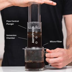 AeroPress Clear Coffee Press - 3-in-1 brouwmethode - Franse pers Pourover Espresso - Volle koffie zonder gruis - koffiezetapparaat met filter French Press — thumbnail 3