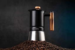 Moka Pot Percolator Inductie 300 ml 6 Kops – Roestvrij Staal met Houten Handvat – Espresso Koffie Maker Klein Koffiezetapparaat – VDN — thumbnail 2