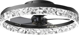 MiShar Luxe Plafond Ventilator Lamp - 51 CM - Smart Lamp - Diamand rand - Sierrand - 6 Standen - Dimbaar - Kroonluchter Ventilator - Chandelier Fan - Woonkamer Lamp - Ventilator Lampen - Slaapkamer lamp - Eetkamerlamp - Zwart — thumbnail 1