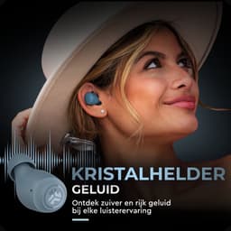 JLab Go Pop Draadloze Oordopjes - Bluetooth Oortjes Draadloos - 35 uur Batterijduur - Be Aware Audio - Met Microfoon - Geschikt voor Android en Apple - Ijzerblauw — thumbnail 4