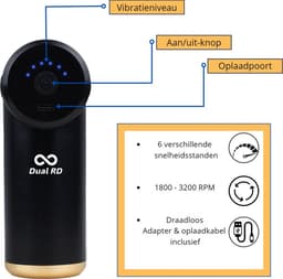 Dual R&D Massage Gun + GRATIS Adapter - Massage-Gun -Mini Massage gun - Massage Apparaat -Massagegun - Massage pistool - incl. 4 opzetstukken - Draadloos - Oplaadkabel — thumbnail 3