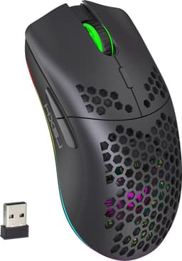 HXSJ T66 - Draadloze Gaming Muis - Computermuizen - Ultra licht - RGB Verlichting - Zwart — thumbnail 1