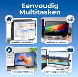 Portable Monitor Slim 14.1" - Full HD Extra scherm laptop met USB-C & HDMI - Draagbare monitor - Plug & Play - Incl. Beschermhoes — thumbnail 2