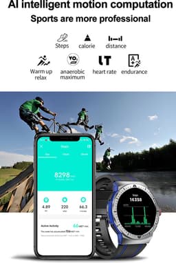 WizBay Premium Select® 1,43 Inch AMOLED Sport Smartwatch Rood Zwart - Bluetooth Bellen - Hartslag Bloeddruk Zuurstof - IP68 Waterdicht - 100+ Sportstanden - 466x466 — thumbnail 5