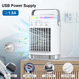 SwiftCool - Mini Mobiele Airco Zonder Afvoer - Ventilator - 3-in-1 - Draagbare Mobiele Airco - Mini - Aircooler - Zonder Slang en Afvoer - 4 snelheden - Wit — thumbnail 5