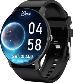 Kiraal Fit 5 - Smartwatch dames - Smartwatch Heren - Stappenteller - Full Screen - Fitness Tracker - Activity Tracker - Smartwatch Android & IOS - Zwart — thumbnail 1