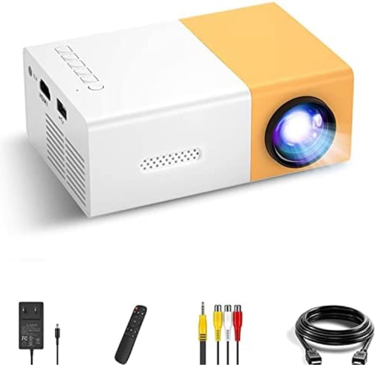 Mini Beamer - Input tot 1080P Full HD - Projector - Mini Projector - HDMI - USB - Wit / geel - Smartphone - Draagbaar - Ingebouwde speaker — afbeelding 1