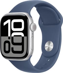 Apple Watch Series 10 - Wifi + 4G - 46mm - Zilveren Aluminium Case met Denim Sportbandje - M/L — thumbnail 2