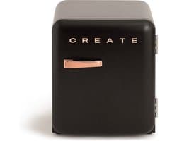 CREATE - Koelkast in retrostijl - Zwart - Handvat Roségoud - FRIDGE RETRO 48L