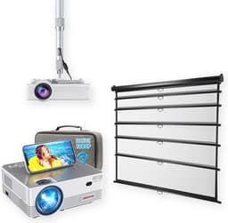 UpLiving® LCD Mini Beamer met Behuizing | Behuizing Zwart en 236cm Breed | 100 inch 16:9 | projectiescherm en beugel | Met WiFi | Met Bluetooth | Native Full HD | 10.000:1 Contrastratio | 8.000 Lumen | Projector - Afstandsbediening - Draagtas — thumbnail 1