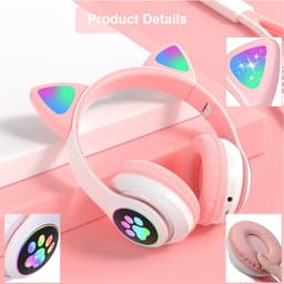Mogi Products-Draadloze Kinder Hoofdtelefoon -Kattenoortjes-Met Led-Draadloze Koptelefoon-Kinder Headset-Bluetooth-Microfoon — thumbnail 5
