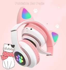 Mogi Products-Draadloze Kinder Hoofdtelefoon -Kattenoortjes-Met Led-Draadloze Koptelefoon-Kinder Headset-Bluetooth-Microfoon — thumbnail 2