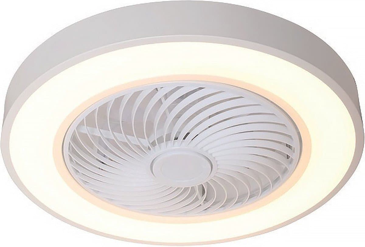 Freelight - Plafondventilator Fiato - Ø 50 cm – witte plafondventilator - metalen ventilator – top kwaliteit – incl. remote – speciaal voor lage plafonds – ventilator met LED verlichting - wit — afbeelding 1
