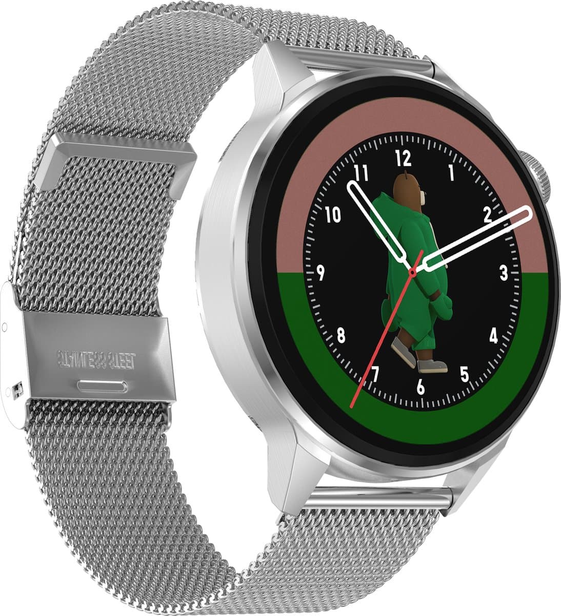 Belesy® NUMBER 4 - Smartwatch Heren – Smartwatch Dames - Horloge – Stappenteller – Calorieën - Hartslag – Sporten - Splitscreen - Kleurenscherm - Full Touch - Bluetooth Bellen – Milanees – Staal - Zilver - Moederdag — afbeelding 1